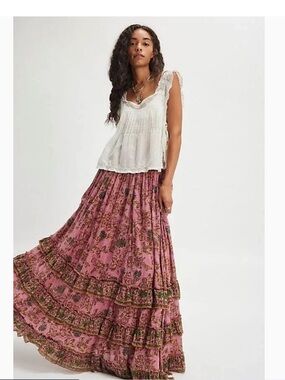 Free People Brynn Printed Maxi Dress in Mauve combo